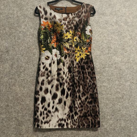 Lafayette 148 New York Dresses & Skirts - Lafayette 148 New York Dress Womens Size 0 Brown Leopard Floral Animal Sheath